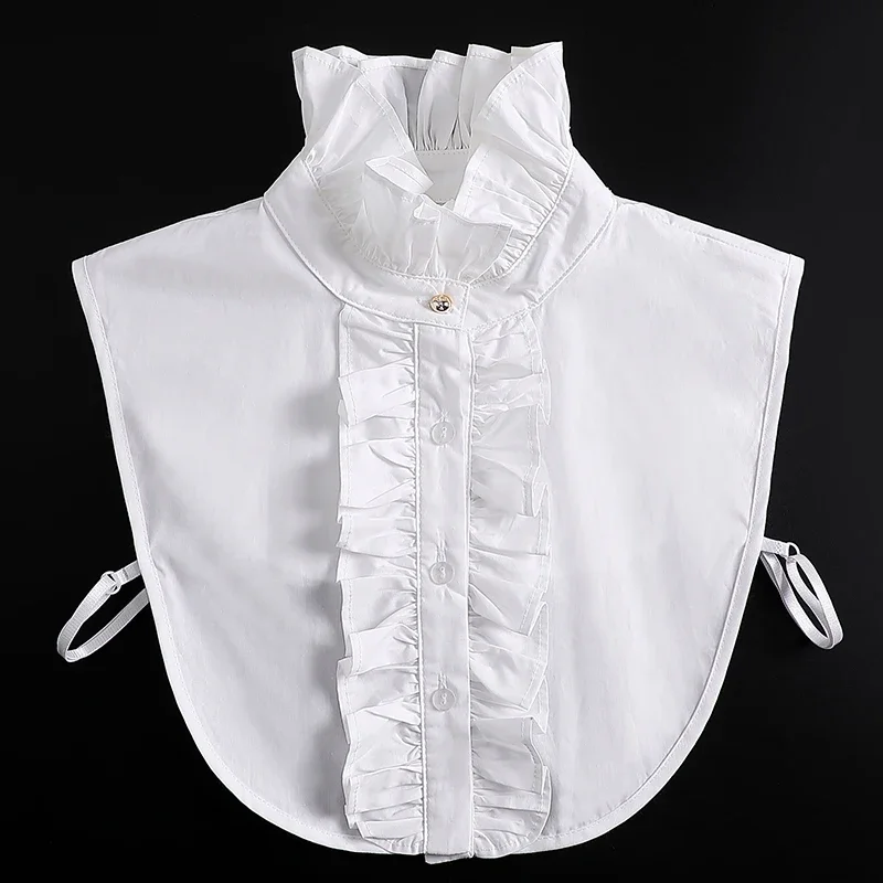 Cuello falso de solapa de pie coreano para mujer, bordado de cuello falso, blusa de media camisa, collares falsos, suéter, camisa, collares desmontables