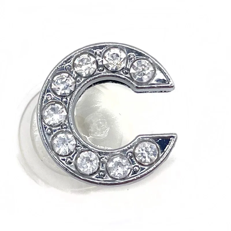 Schuh Charms Glitter Strass Buchstabe Silber Kristall Alphabet DIY Legierung Schuh Dekorationen Schmuck Slider Armband Armbänder – Detail 12