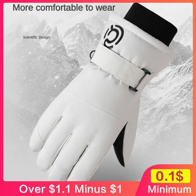 White Ridding Gloves Antifreeze Sports And Entertainment Highly Rated Ski Thickened Gloves Plus Velvet Ski Supplies Need Black