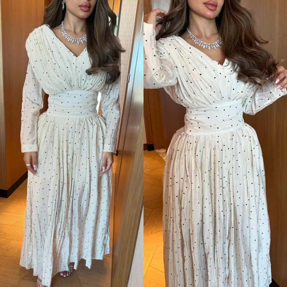 

Customized Sizes Available Matching Pleat Sexy Sash A-line V-neck Midi Dresses Bespoke Occasion Dresses Sizes Available Fashion