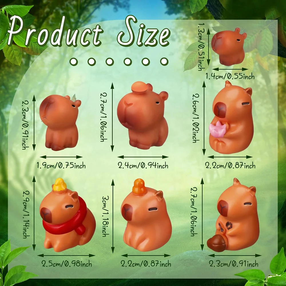 56Pcs Miniature Capybara Figurine Mini Resin Figurines Set DIY Capybara Cake Topper Cute Animal