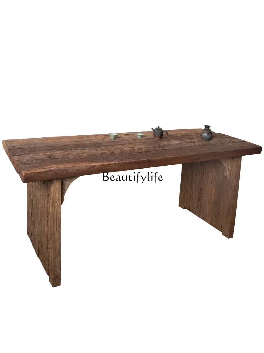 FGWabi-sabi log dining table all solid wood office tea table