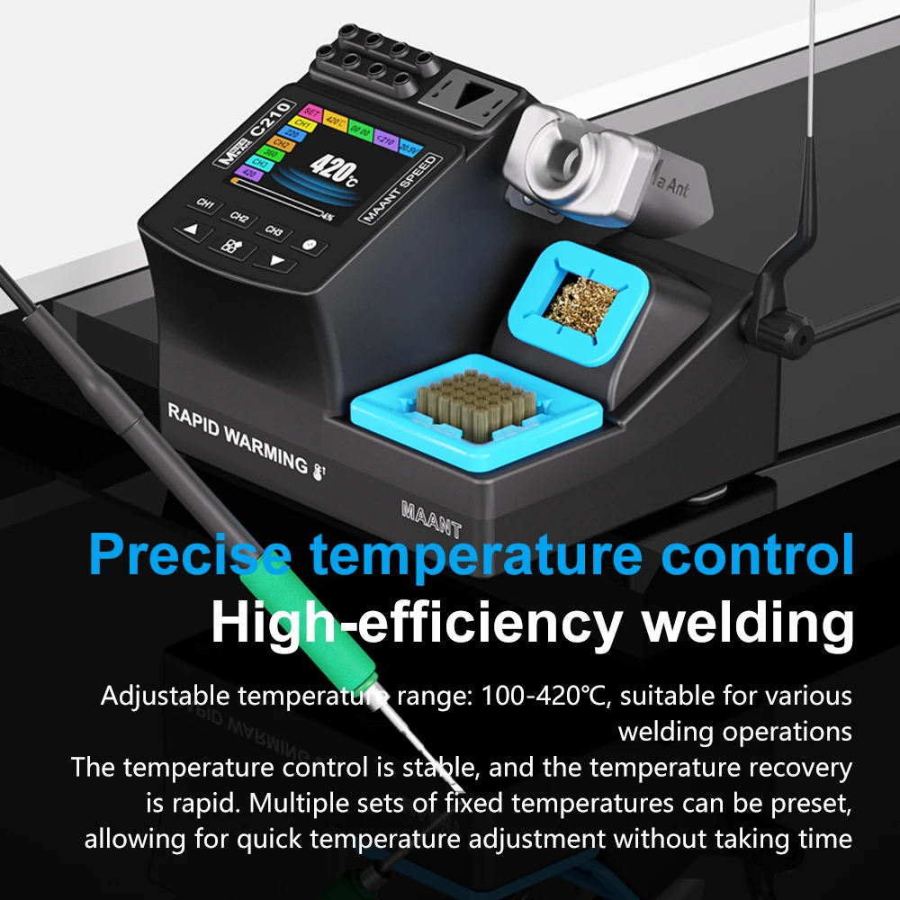 MAANT 200W IPS Digital Temp Control Soldering Rework Station Fast Heating Full Set Compatible with C115 C210 C245 Soldering Tips