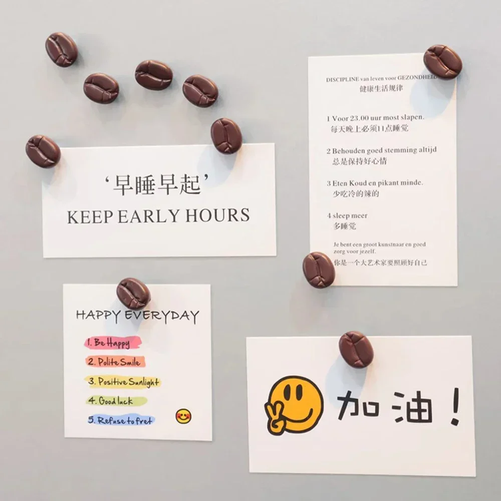 Coffee Bean Fridge Magnets Set Personalized Photo Fixed Magnets Simulation Food Stickers Home Office Decoration 10 Pcs Set