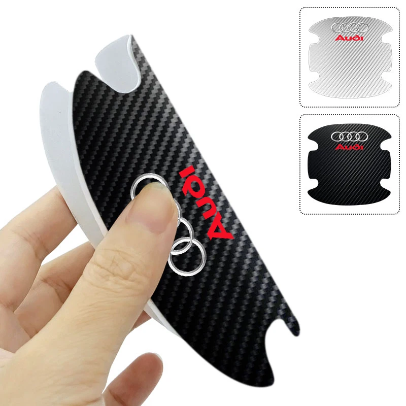 Carbon Fiber Car Door Handle Protection Sticker Emblem Accessories for Audi Sline A7 A8 A3 A4 A5 A6 TT Q3 Q5 Q7 A1 B5 B6 B7 B8 - view 3