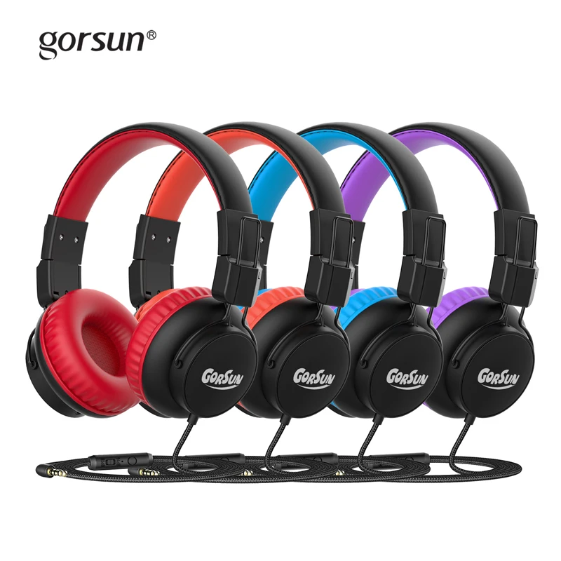 Gorsun E92V Wired Headphone Foldable Lightweight Portable Earphone 3.5mm AUX Volume Limit Phone MP4 Girl Boy Gift Battery Free