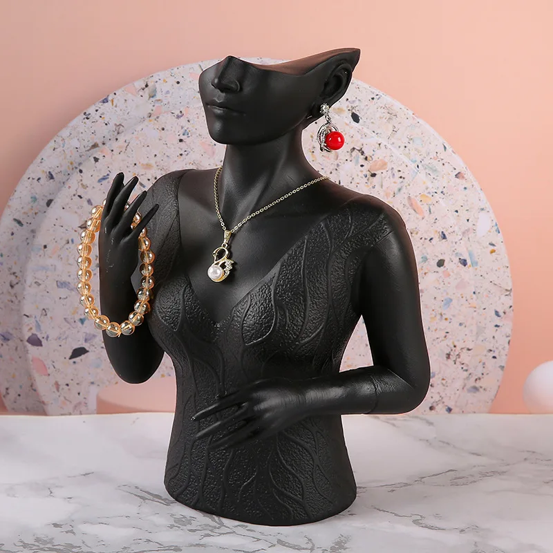 Luxury Jewelry Display Stand Earrings Showcase Holder Jeweler Necklaces Show Shelf Resin Model Earrings Jewellery Storage Rack