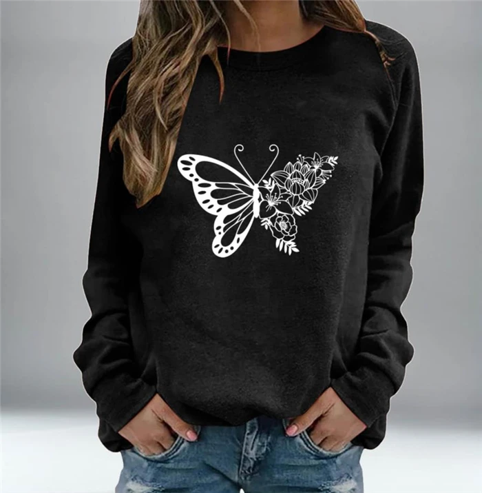 هودي نسائي بأسلوب الشارع بأكمام طويلة من القطن برقبة مستديرة سترة مريحة فضفاضة قطعة واحدة مجموعة الشتاء