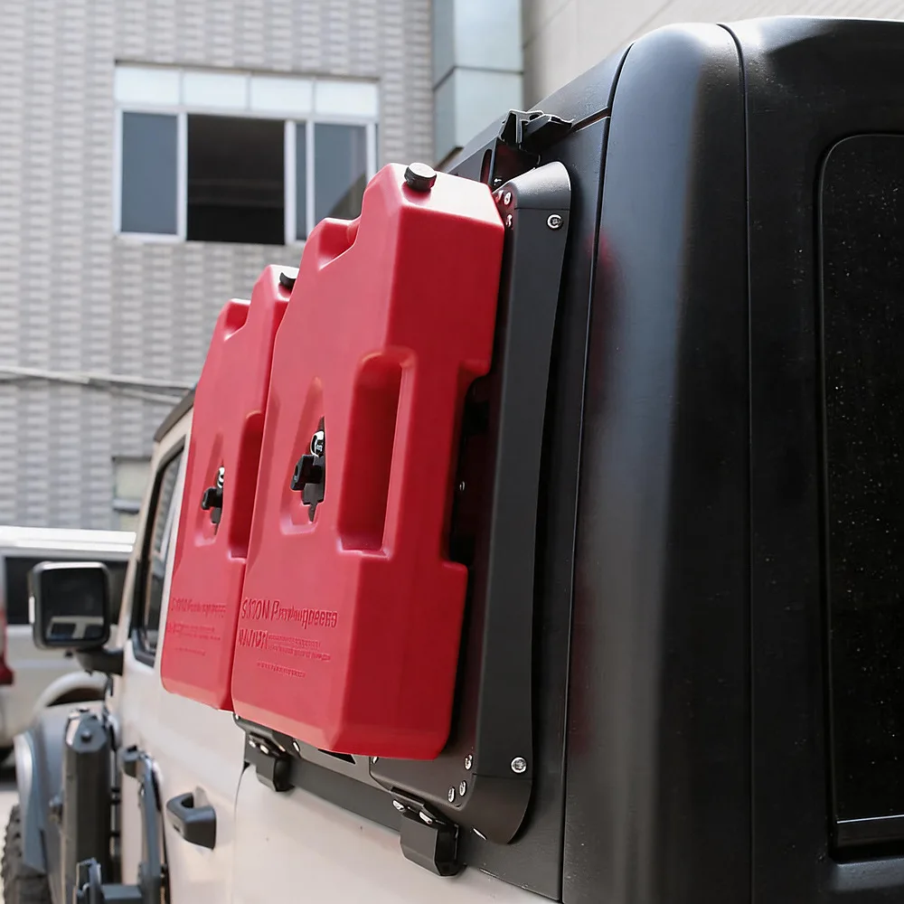 Side Mount Jerry Can for 2018-2026 Jeep Wrangler JL 4-Door, No-Drill Window Fuel/Water Tank, Heavy Duty Black, J9059