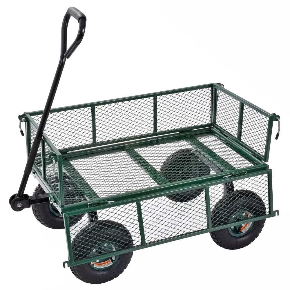 Multi-purpose Cart With Wheels Trolley 400 Lb. Load Capacity Folding Cart Muscle Carts Steel Utility Garden Wagon Cargo Trolleys