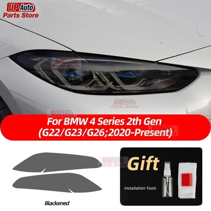 

2 Pcs Car Headlight Protective Film Transparent Black TPU Sticker For BMW 4 Series G22 G23 G26 2021 2022 Accessories