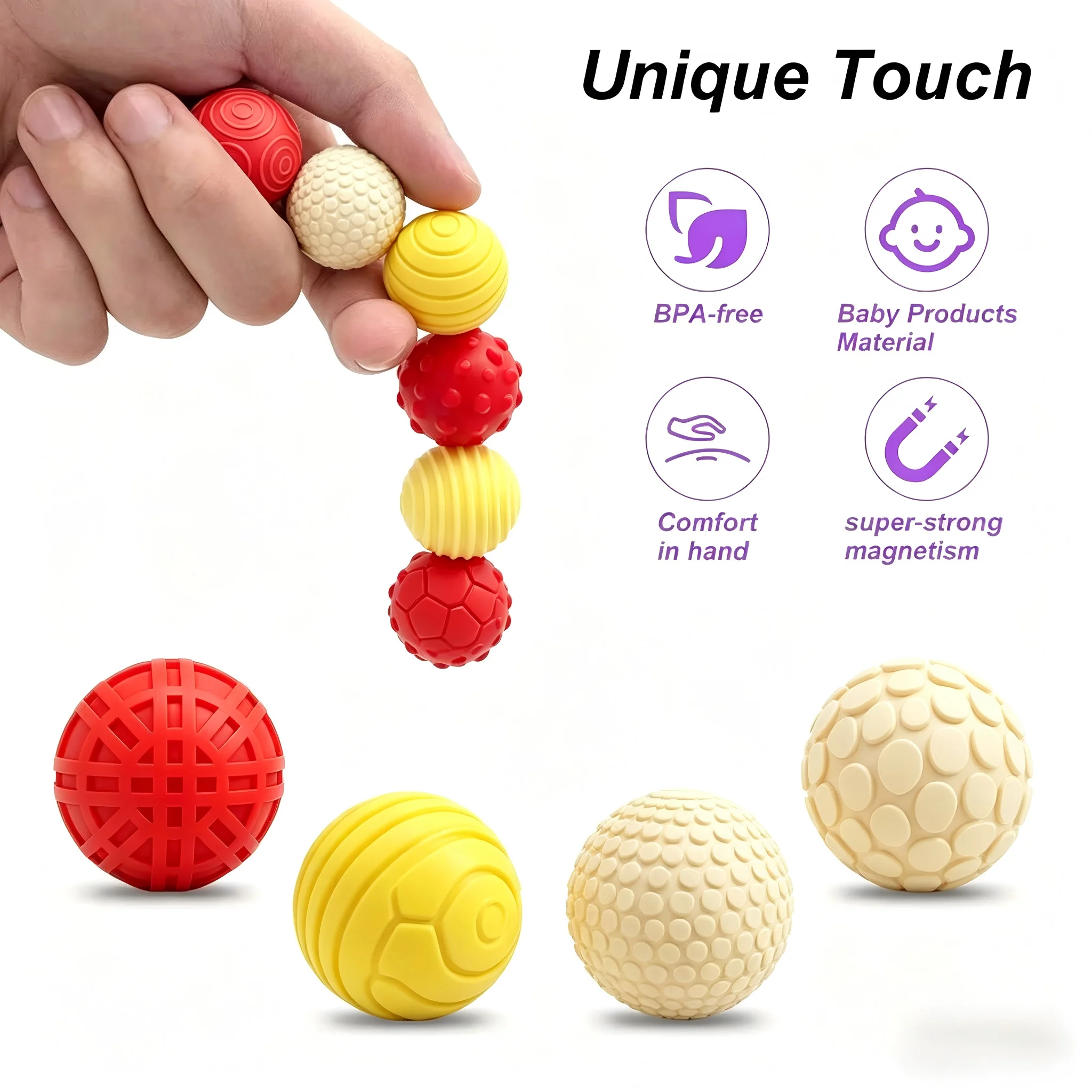 8PC Silicone Magnetic Sensory Balls Fidget Toy Kid Adults Anxiety Relief Stress Sensory Toy EDC Anti Stress Relief Toy ADHD Gift