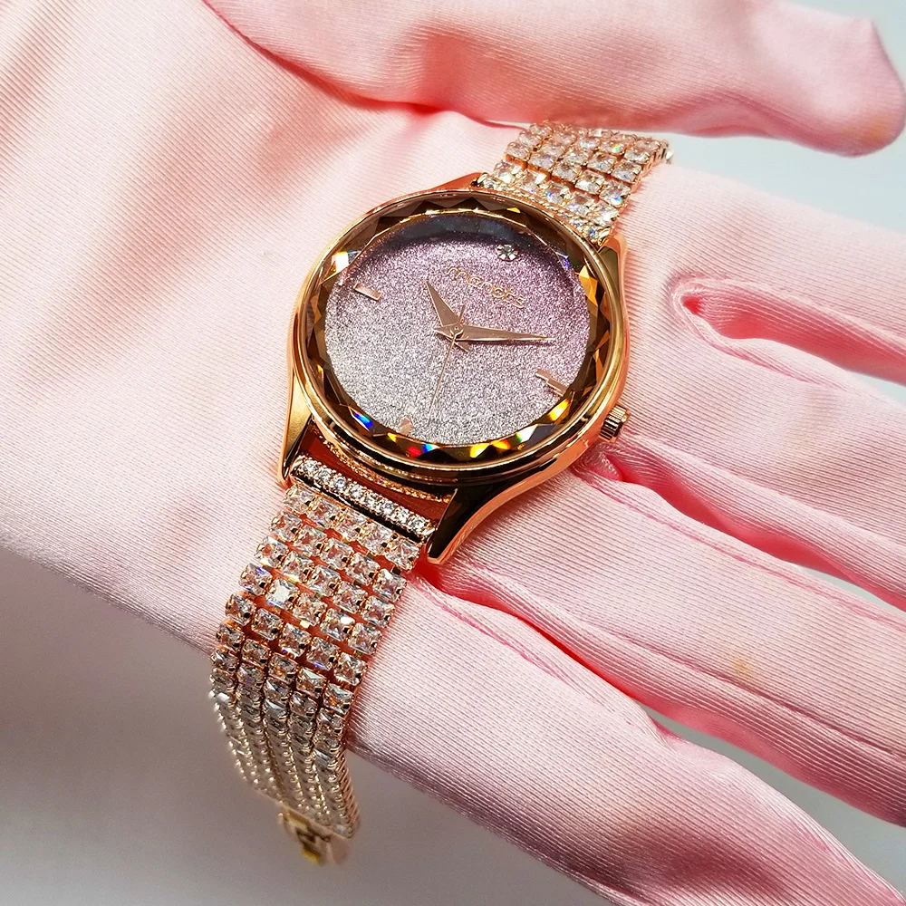 Fashion Diamond Inlay Watch Women Elegant Rose Gold Quartz Wristwatch High Quality Waterproof Lady Dress Jewelry Watches Gift