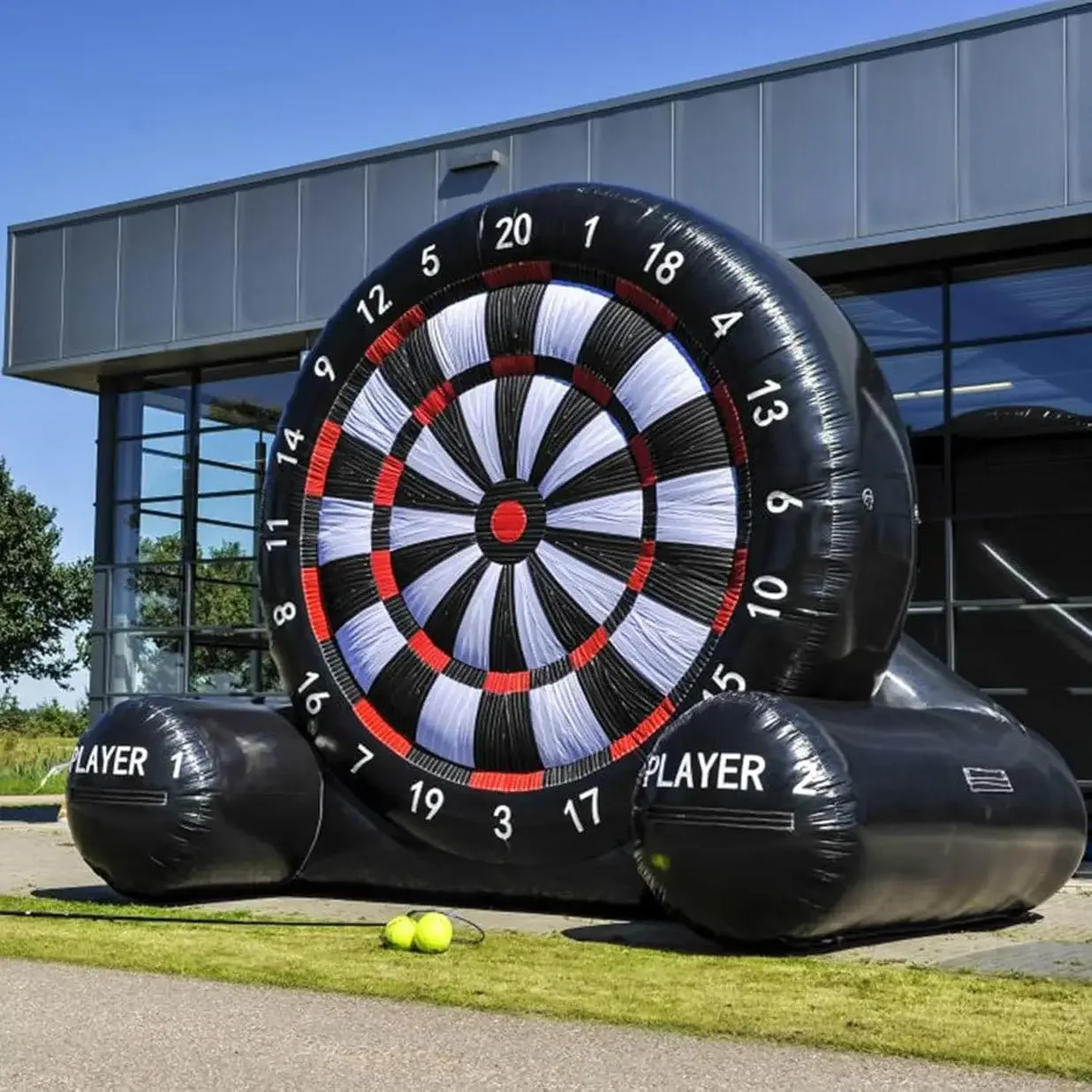 Inflatable Outdoor Soccer Dart Board Kick Dart Board Sticky Football & Blower & Support Frame - Giant Outdoor Game air lock