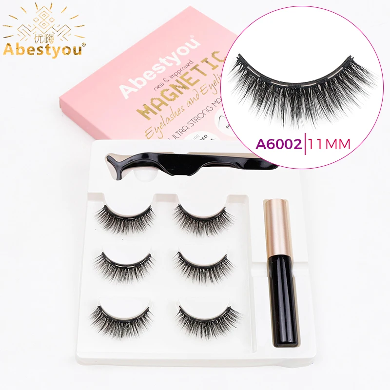 Abestyou 12mm short 3pairs Magnetic Lashes Eyeliner Suit Magnetische Wimpers Magneet rzesy magnetyczne z eyelinerem ciglia finte