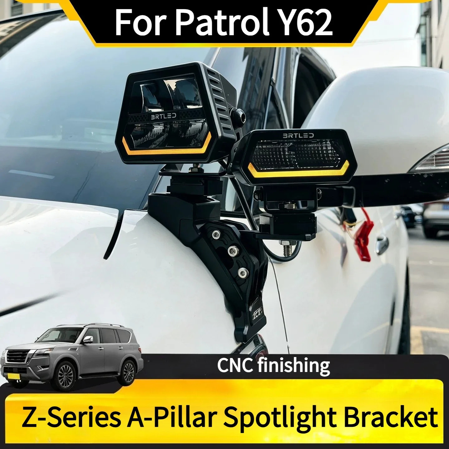 For Nissan Patrol Y62 Z-Series A-Pillar Dual Light Extension Bracket Hood LED Spotlight Bracket Car Accessories