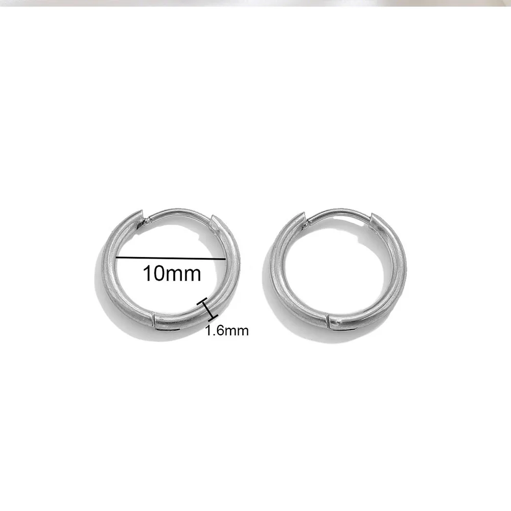 6pcs 6/8/10/12mm Stainless Steel Huggie Hoop Round Earrings Unisex Gift 18k Gold Plated DIY Ear Jewelry Piercing Wholesale Bulk