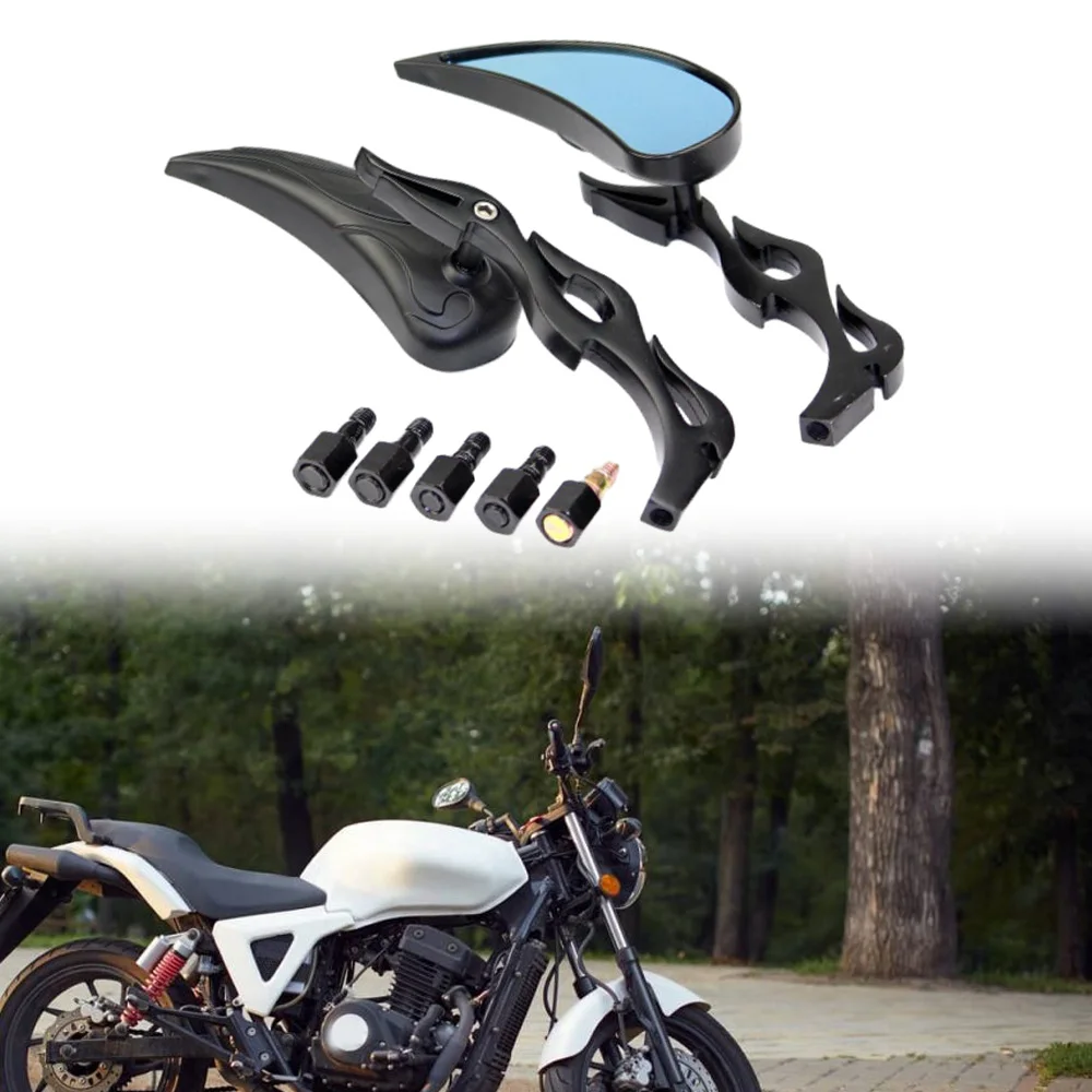 

Chrome Custom мотоциклетные боковые зеркала заднего вида для мотоцикла HONDA CRUISER CHOPPER 8-10 мм, синее зеркало