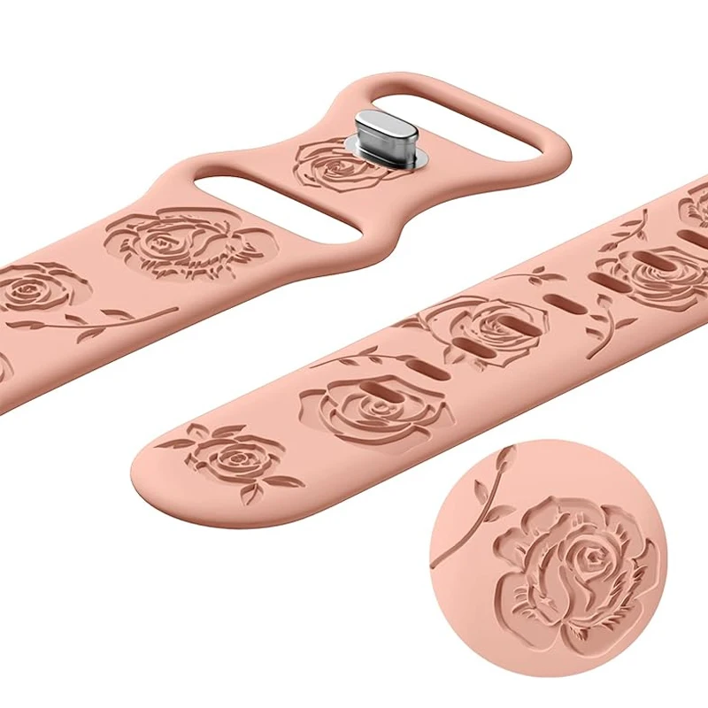 สายรัดลายกุหลาบสำหรับสายคาด Apple Watch 41มม. 40 49มม. 42มม. 46มม. 45มม. 44มม. สำหรับ iWatch Series 10 9 8 7 6 SE ULTRA 2