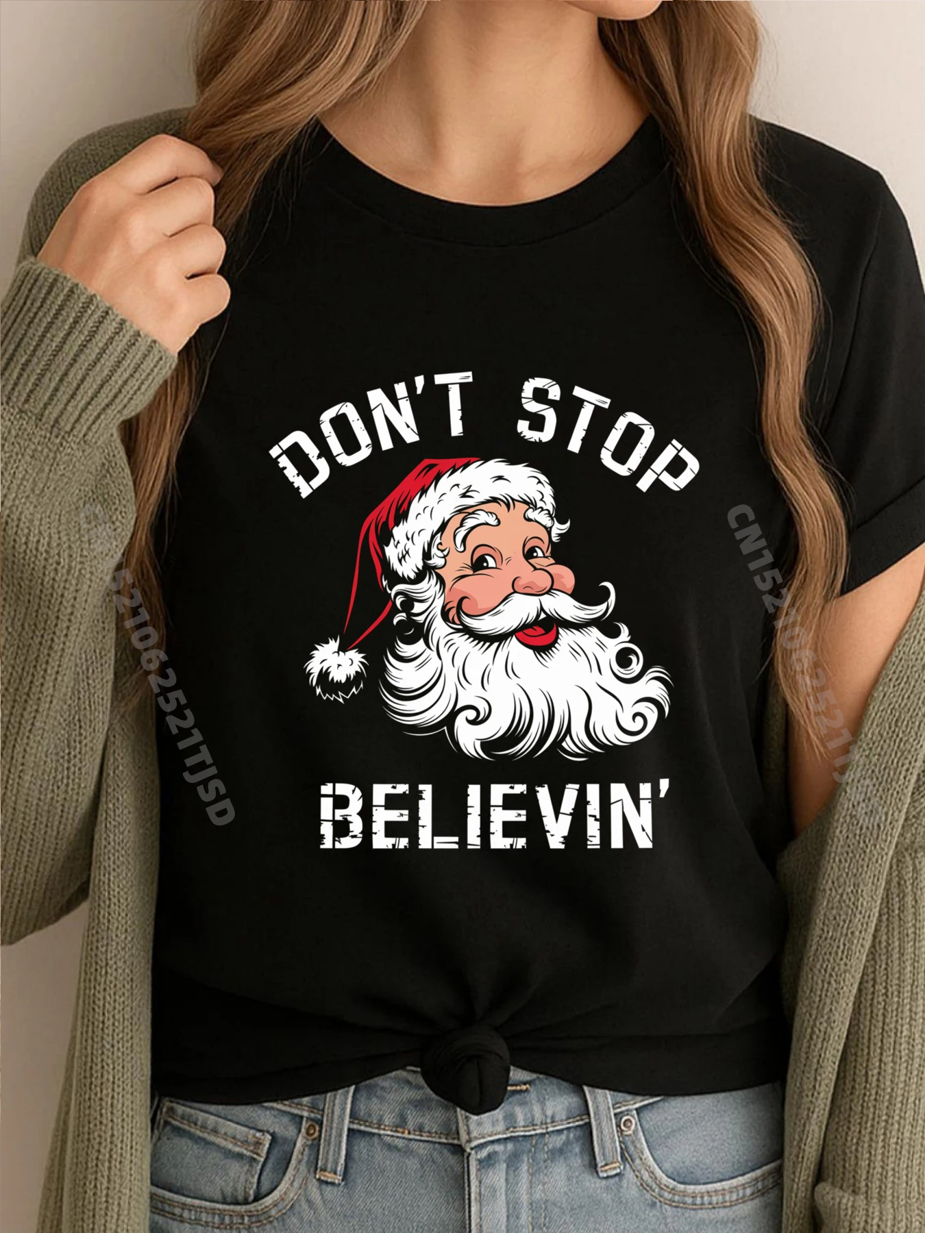 

Don T Stop Believing Рождественская мужская одежда Санта-Рождества 2025Натуральное высокое качество