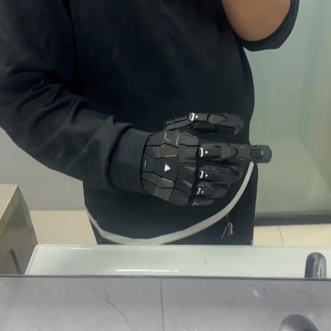 ثلاثية الأبعاد الطباعة اليدوية الإلتصاق الشرير قفازات ميكانيكية خمر القوطية يمكن ارتداؤها اليد درع للجنسين Techwear تأثيري قفازات الهيكل الخارجي #2