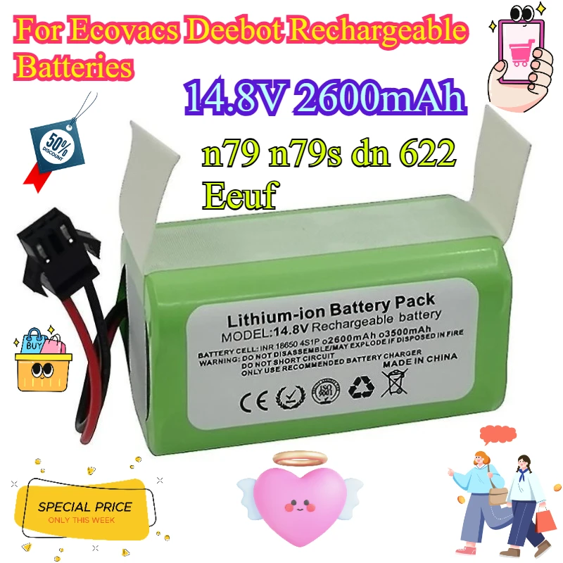 

14.8V 2600mAh for Ecovacs Deebot N79 N79s Dn622 Eeuf Rechargeable Batteries
