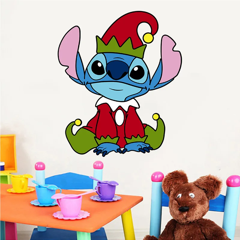 Cartoon Lilo & Stitch Christmas Festival Wall Stickers For Kid's Room Kindergarten Living Room Bedroom Wall Decoration MINISO