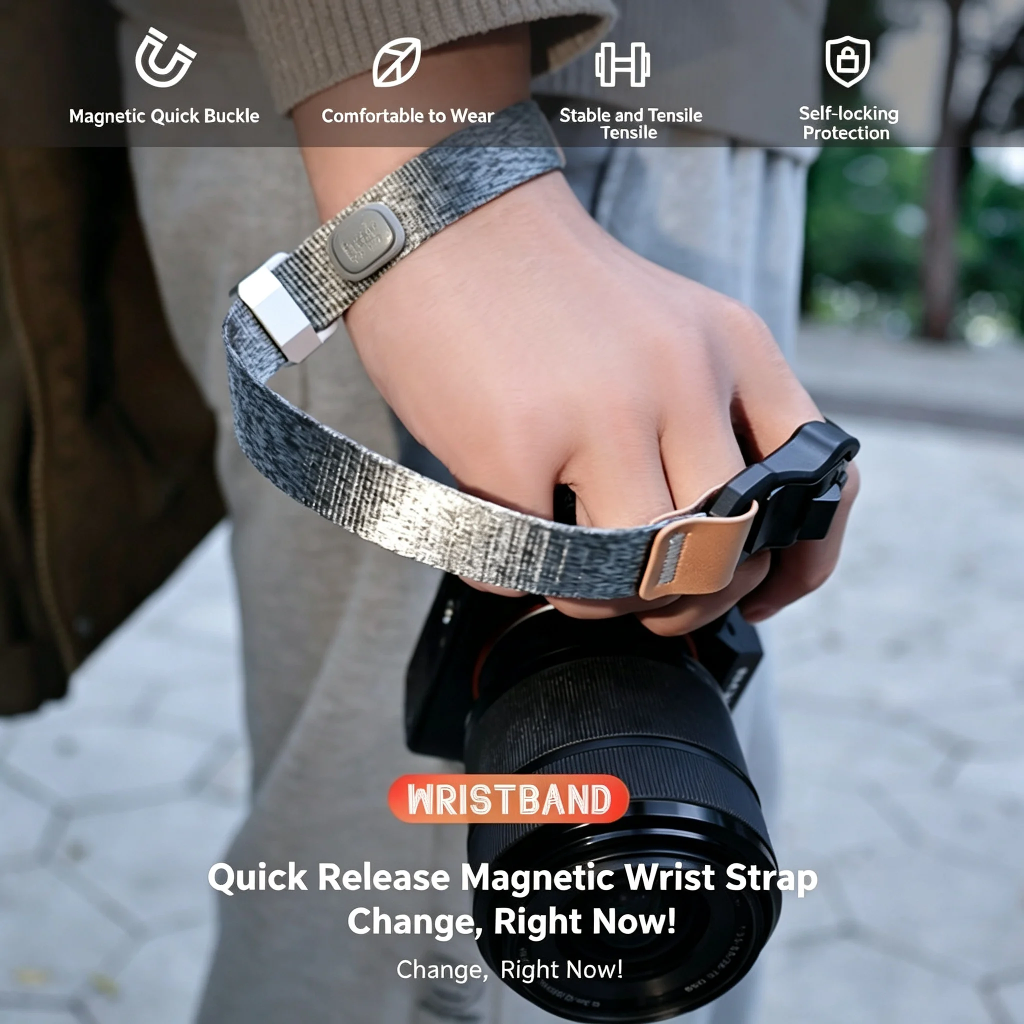 Quick Release Adjustable Anti‑Slip Anti‑Lost Camera Wrist Strap Safety Lanyard for Canon Sony Nikon Fuji Olympus DSLR Mirrorless