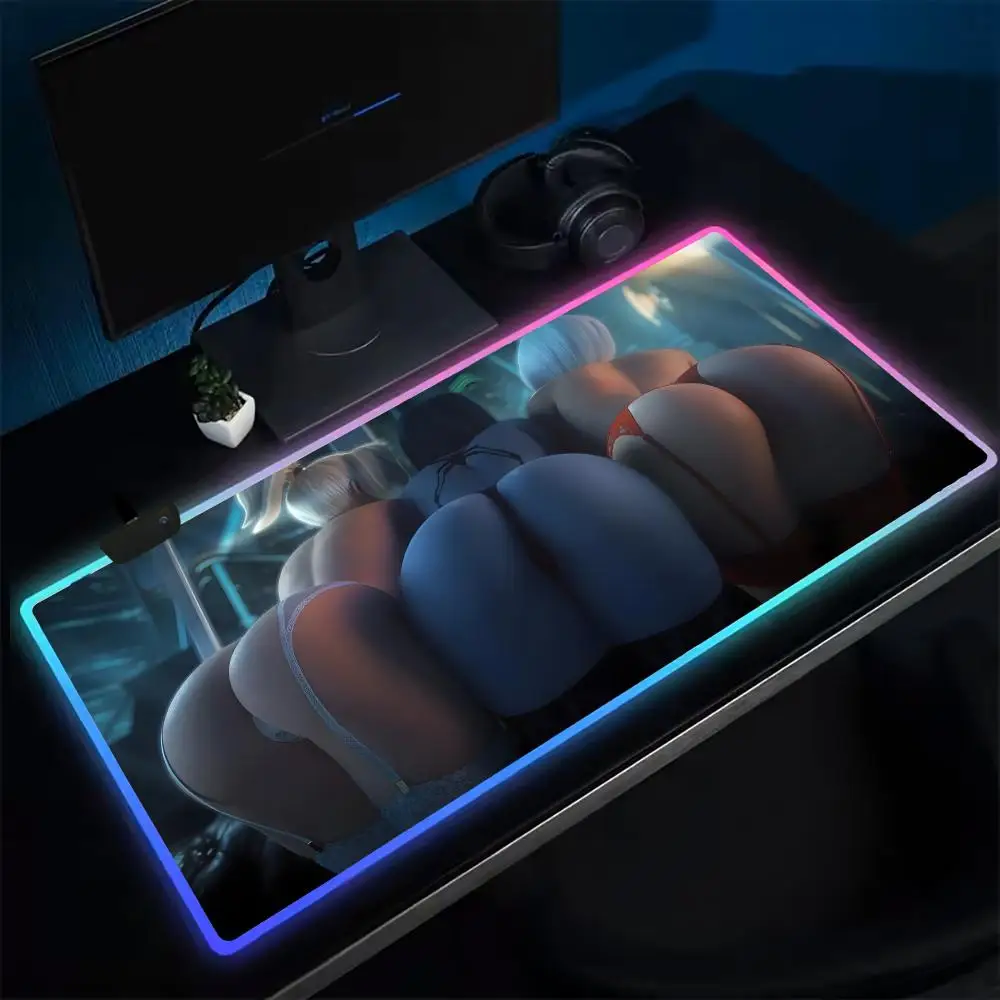 15-OW HIPS O-OVER-WATCH  Mouse Pad Anime Gaming Mouse Pad LED Table Pads Backlit Rubber Desktop XXL Mousepad RGB Desk Mats