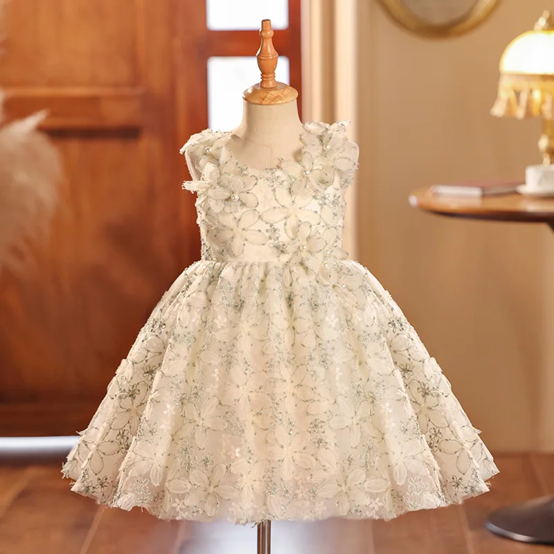 2024 Children's Princess Evening Gown Fashionable Flower Ruffle Design Wedding Birthday Baptism Easter Eid Party Girls Dresses