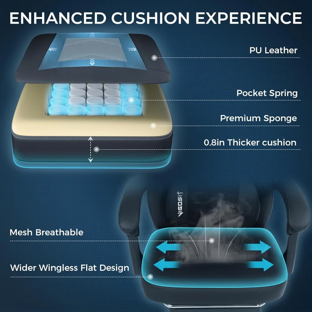 كرسي ألعاب مريح للتدليك للبالغين - كرسي كمبيوتر مكتبي عالي التحمل مع مسند للقدمين للراحة