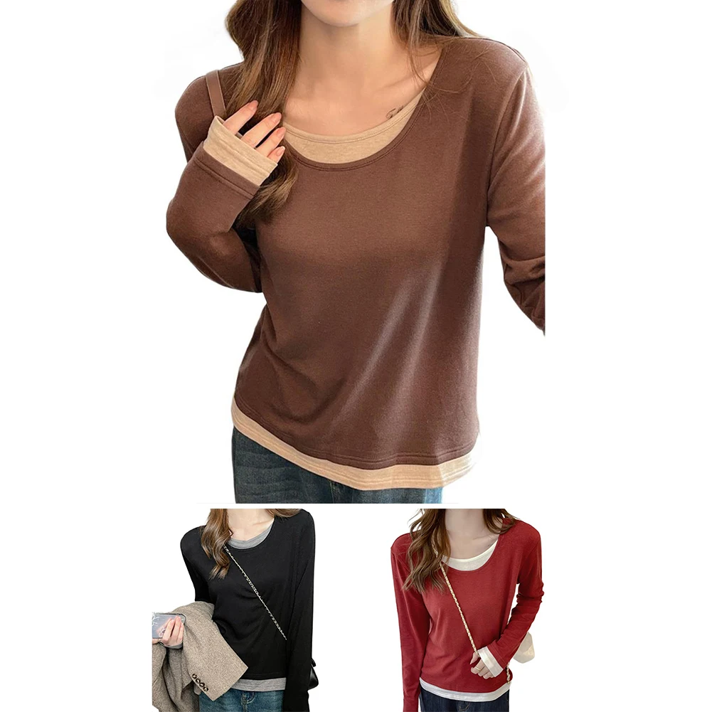 Autumn T-Shirt Fake Two-Piece Top Casual Meetings Autumn Fashion Top Brand New Condition Everyday Comfortable Clothing