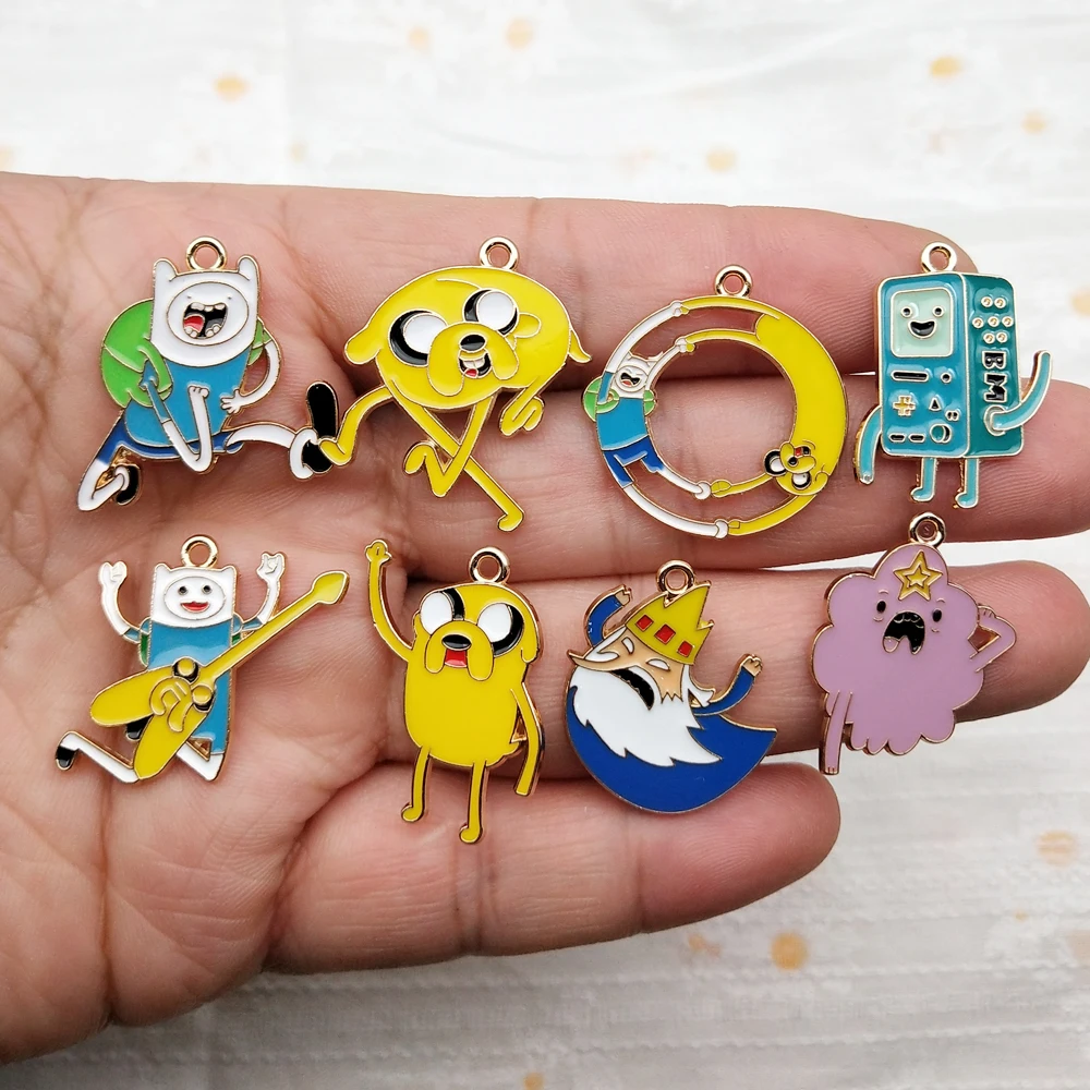 10pcs Cartoon Charm Jewelry Accessories Enamel Earring Phone Keychain Bracelet Pendant Diy Making Craft Alloy Metal Gold Plated