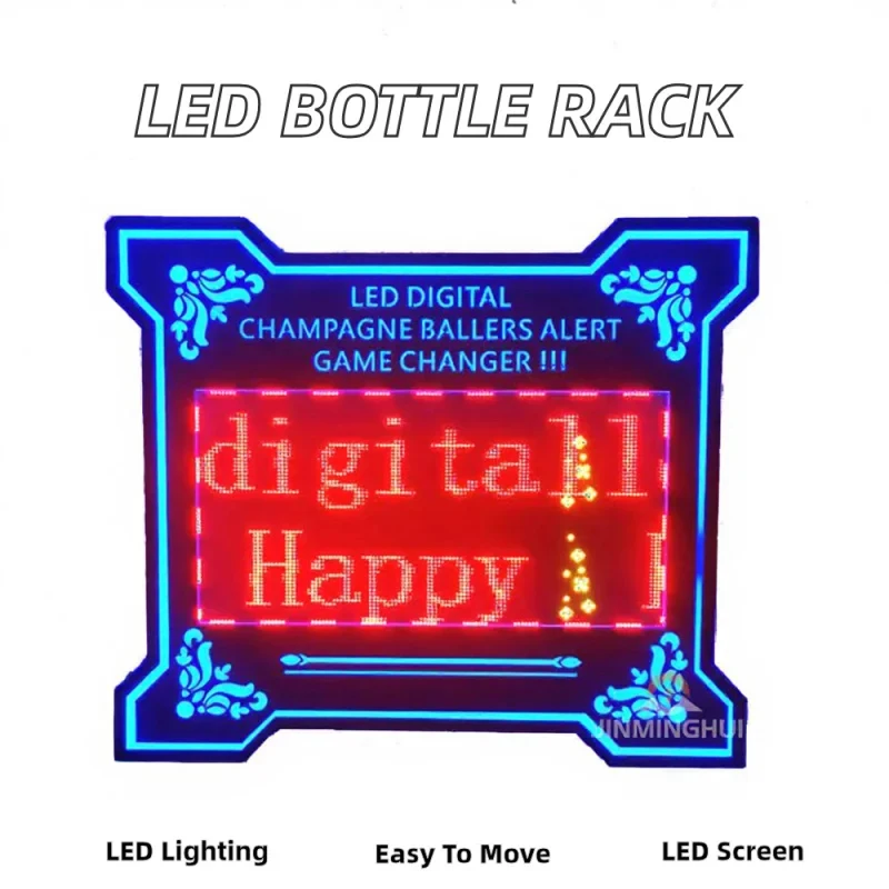 

Modern Style Custom VIP Portable LED Digital Electronic Screen Bottle Presenter Display Rack for Restaurant Bar Lounge