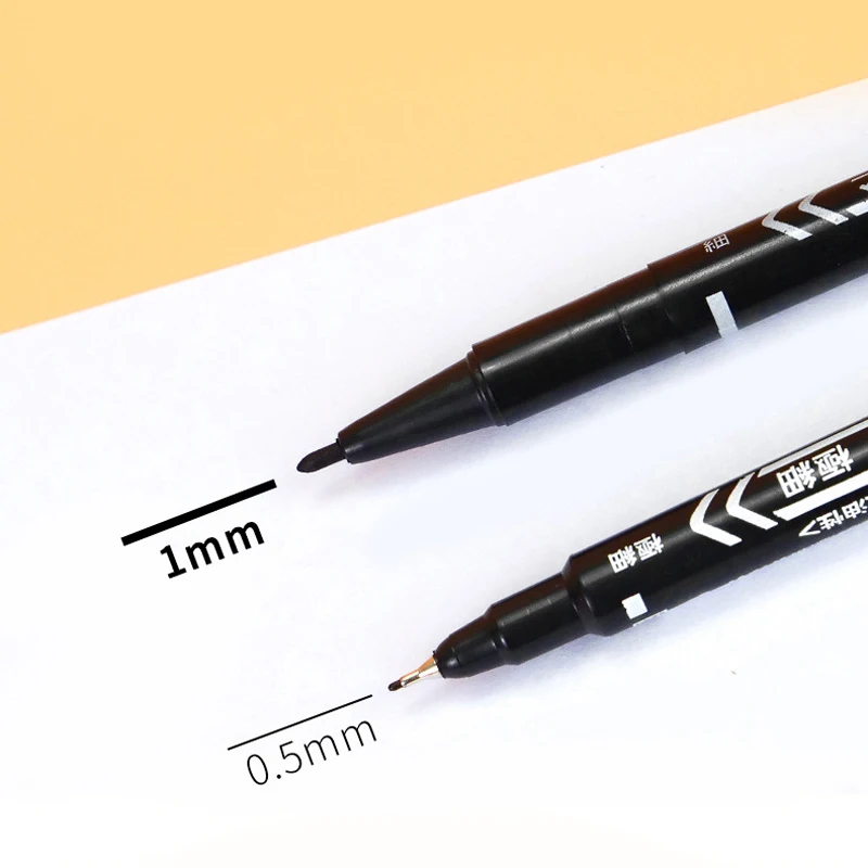 قلم تحديد دائم برأسين مزدوج ، حبر دقيق ، حبر مقاوم للماء ، منقار رقيق ، منقار خام ، حبر أسود ، way-1, لون جيد ، بيع بالجملة ، 3