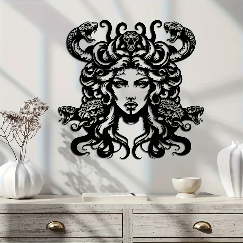 

Medusa Pattern Metal Wall Art Vintage Style Aluminum Iron Painting Home Living Room Bedroom Wall Hanging Art Decor Ornament