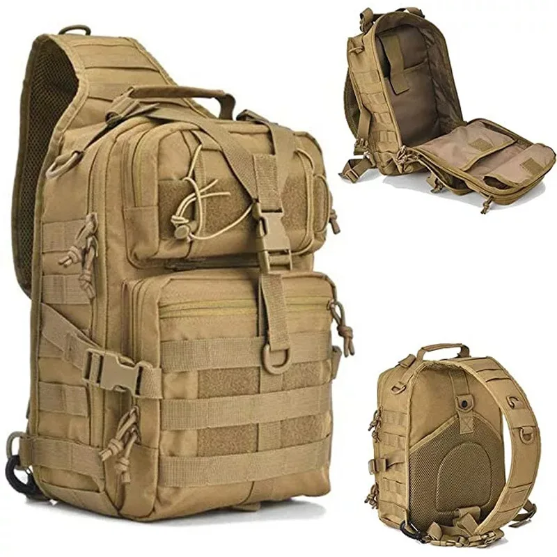 Large Tactical Shoulder Bag Molle Men Sling Backpack Male Camo Molle Waterproof Rucksack Outdoor Hiking Fishing Hunting Pack