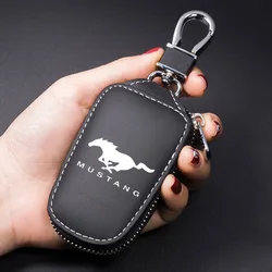 Car Keychain Bag Housekeeper Zipper Organizer Key Case For Ford Mustang Car Accessories D shape key rings key rings Anti-scratch