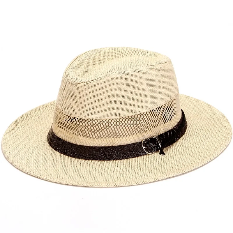 Summer Hat For Man Sun Hat Leisure Outdoor Mesh Formal Hat Breathable And Cool Women Seaside Holiday Wide Brim Sunshade StrawHat