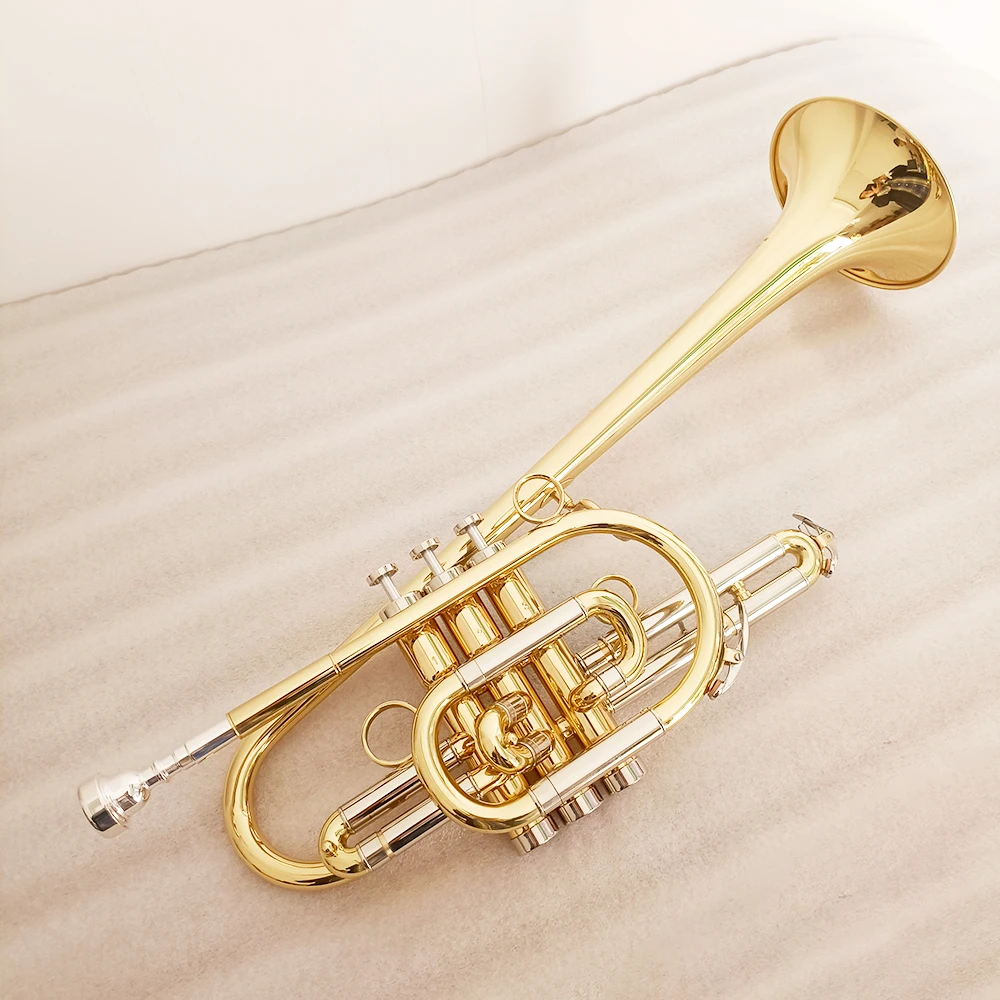 JYTR E170 B-Flat Key Marching Trumpet with Gold Plate Case And Mouthpieces - Excellent Quality Good Sound for Band Instrument
