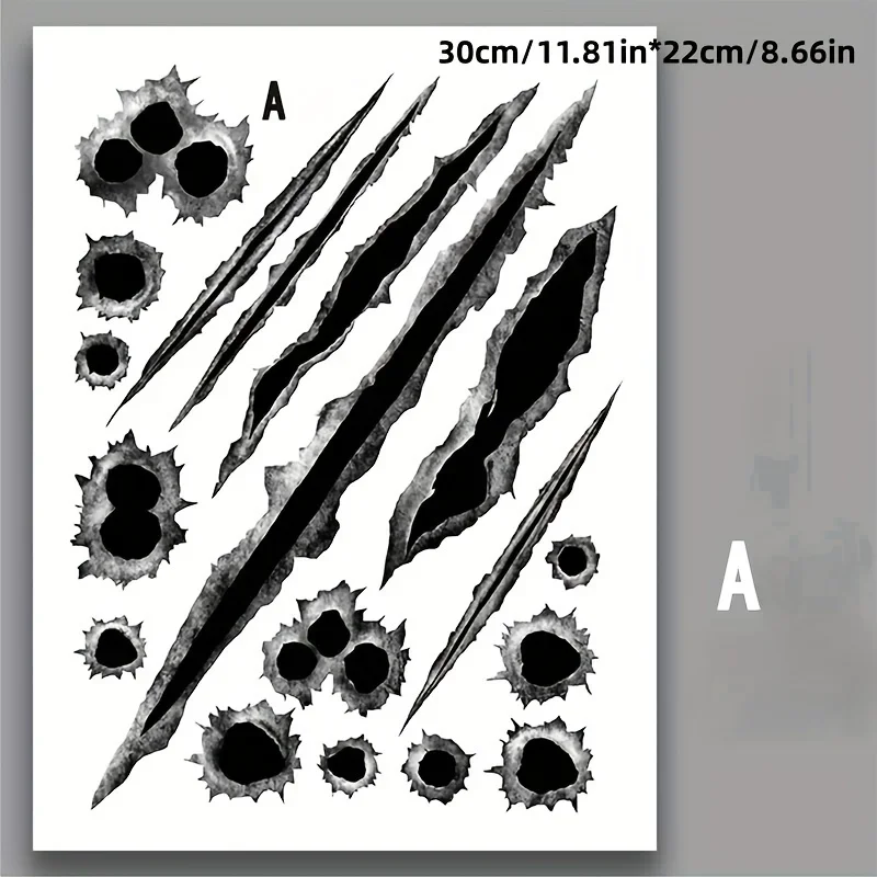 مجموعة واحدة من ملصقات بفتحة رصاصة وعلامة مخلب - فينيل مقاوم للماء واقعي لأجهزة الكمبيوتر المحمولة للمركبات - مثالية لتخصيص Elgy Battle Vibe