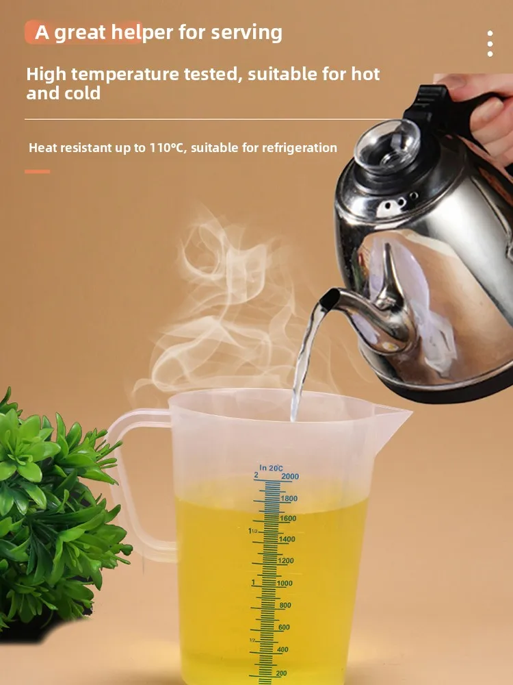 

New Thiened Plastic 5000ml Large Capaci Cup with Lid And Handle Double Sc Blue Line Beaker Measuring Cup Kitchen Tool