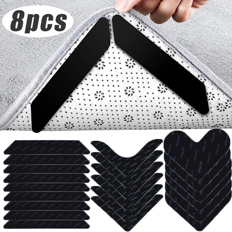 8/1Pcs Anti-Slip Carpet Sticker Self Adhesive Washable Rug Gripper Bath Mats Prevent Sliding Pads for Kitchen Bathroom Hallway