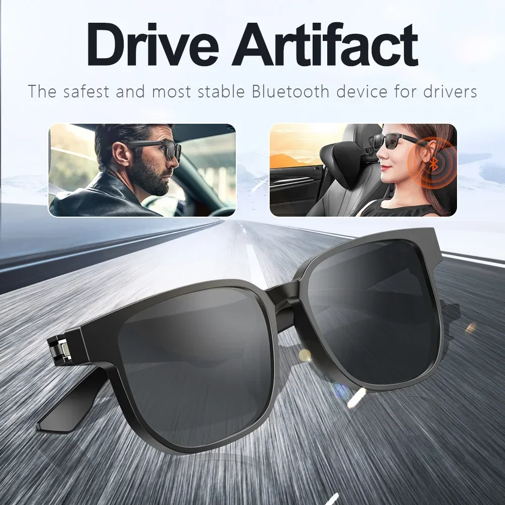 Kacamata hitam pintar untuk driver/Fashionista dengan kacamata Audio AI Headset Bluetooth cahaya biru bebas tangan Anda