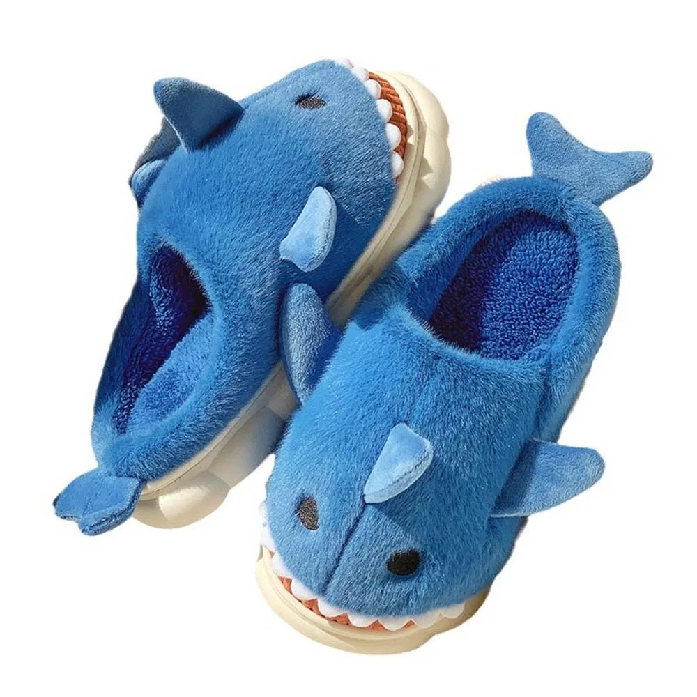Cloudy Sharks Slipper Shark Plush Slippers Winter Shoes Animals Winter Fluffy Slippers Plush Slides Loafers Funny