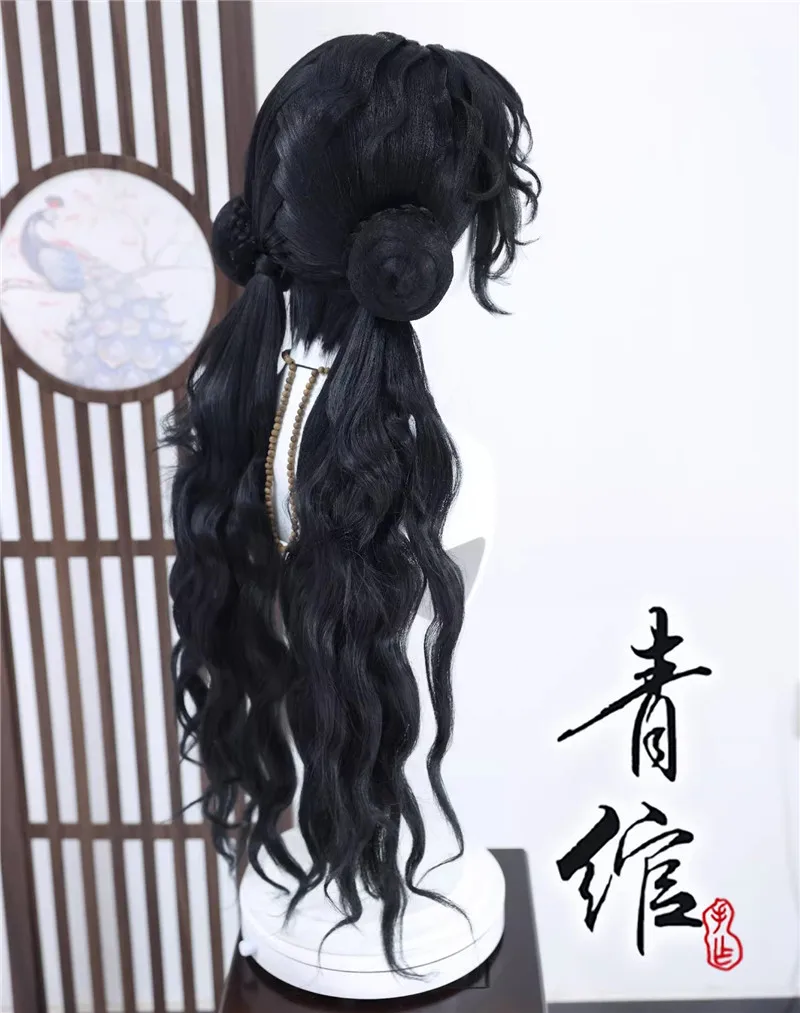 Styled Hong Hui Cat Girl Cos Wig Game JX3 Curly Long Heat Resistant Synthetic Hair Wigs + Wig Cap Cosplay Wig
