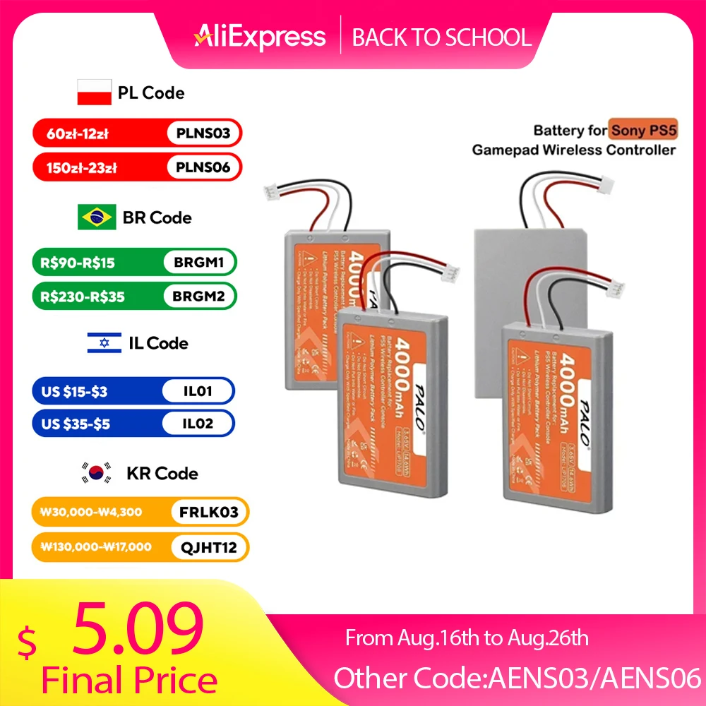 Bateria de 4000mAh para Controle PS5, Compatível com Sony LIP1708 para Controle Sem Fio DualSense Playstation 5 CFI-ZCT1J CFI-ZCT1W