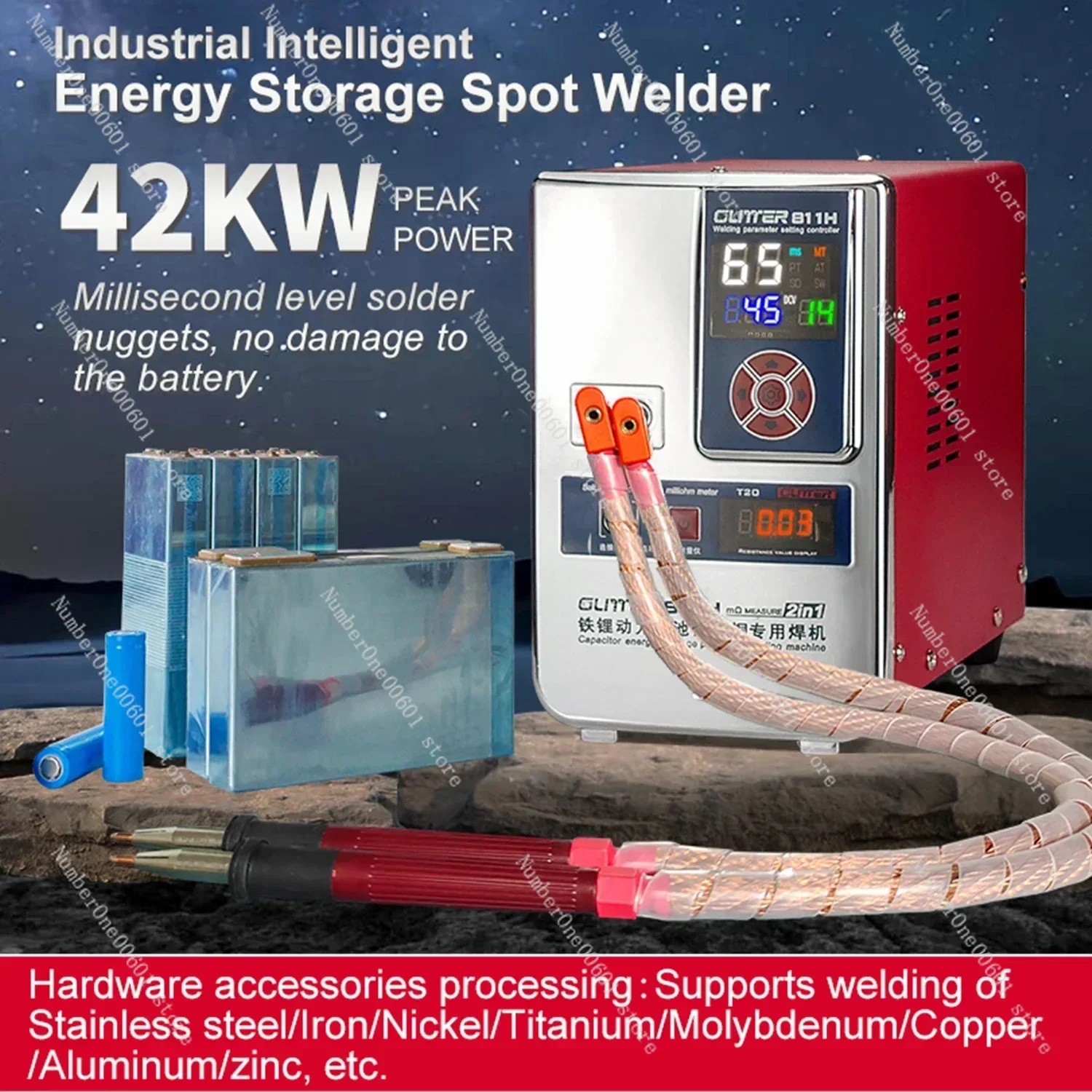 Glitter 811H 36KW 42KW Spot Welder 7000A Capacitor Storage Spot Welding Machine LiFePo4  Battery 0.5mm Aluminum Nickel Copper