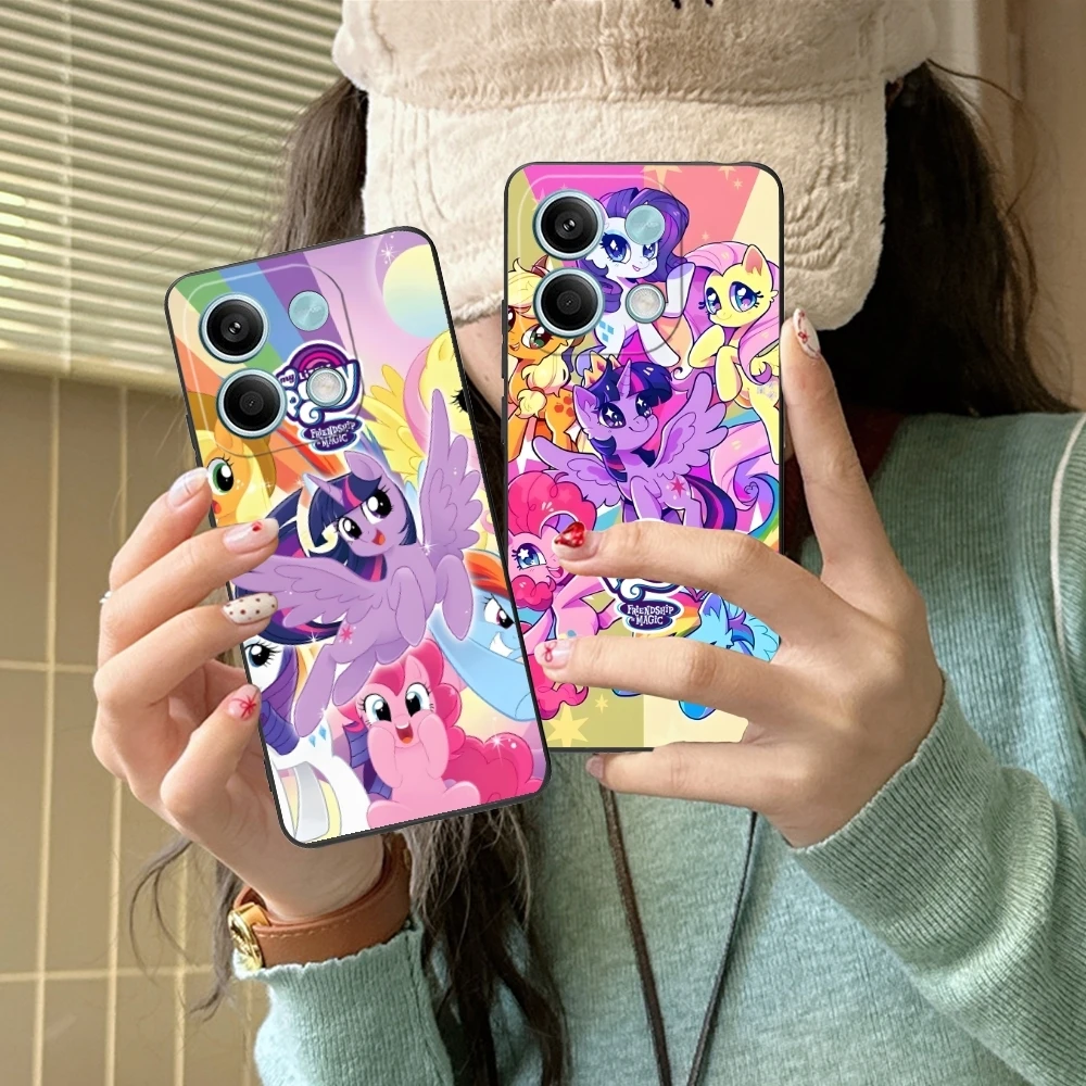 Cute Little Pony Mobile Cell Phone Case for Xiaomi Redmi Note 13 12 11 10 9 8 7 6 S A Pro Lite Plus 5G Black Phone Cover Shell