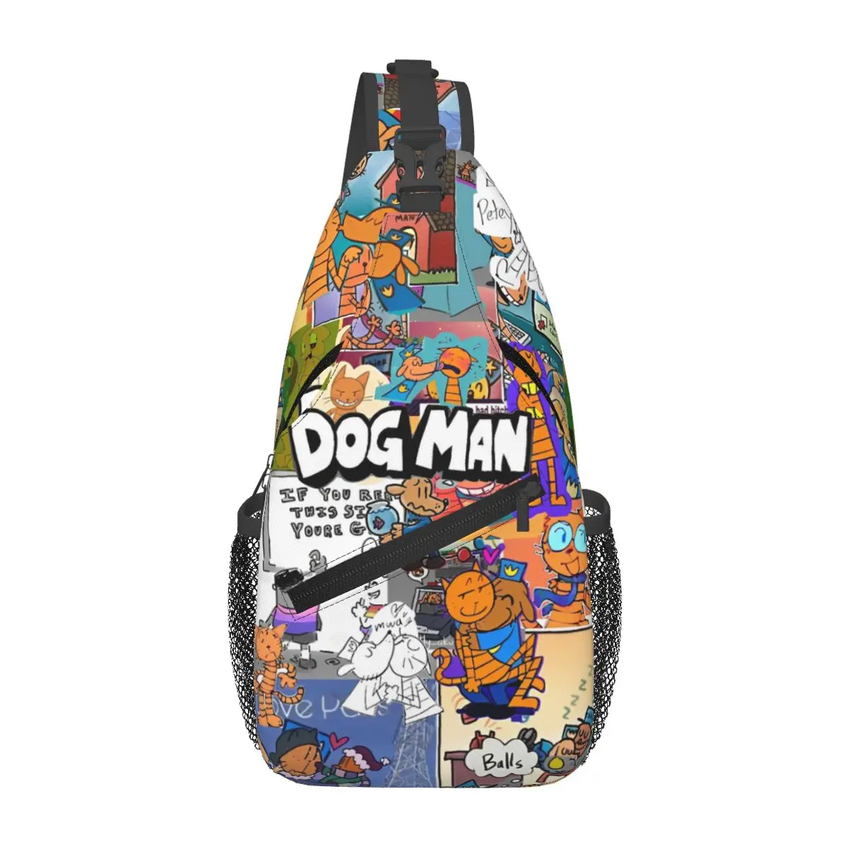 Dogman Peter Cat Manga Comic Crossbody Sling Bag Printed Chest Bag Dog Man Cartoon Shoulder Backpack Daypack for Travel Travel